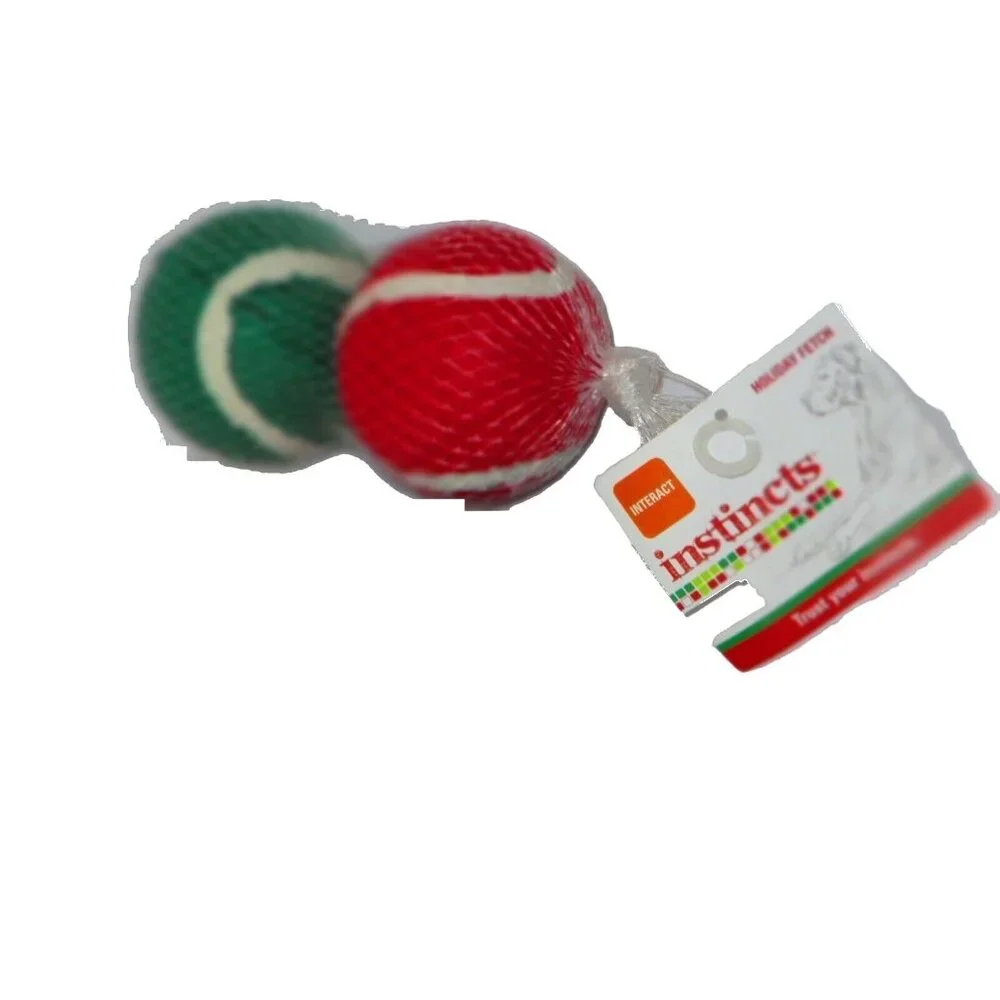 Holiday Dog Christmas Tennis Balls Set Red Green Throw Fetch Christmas Toy Small